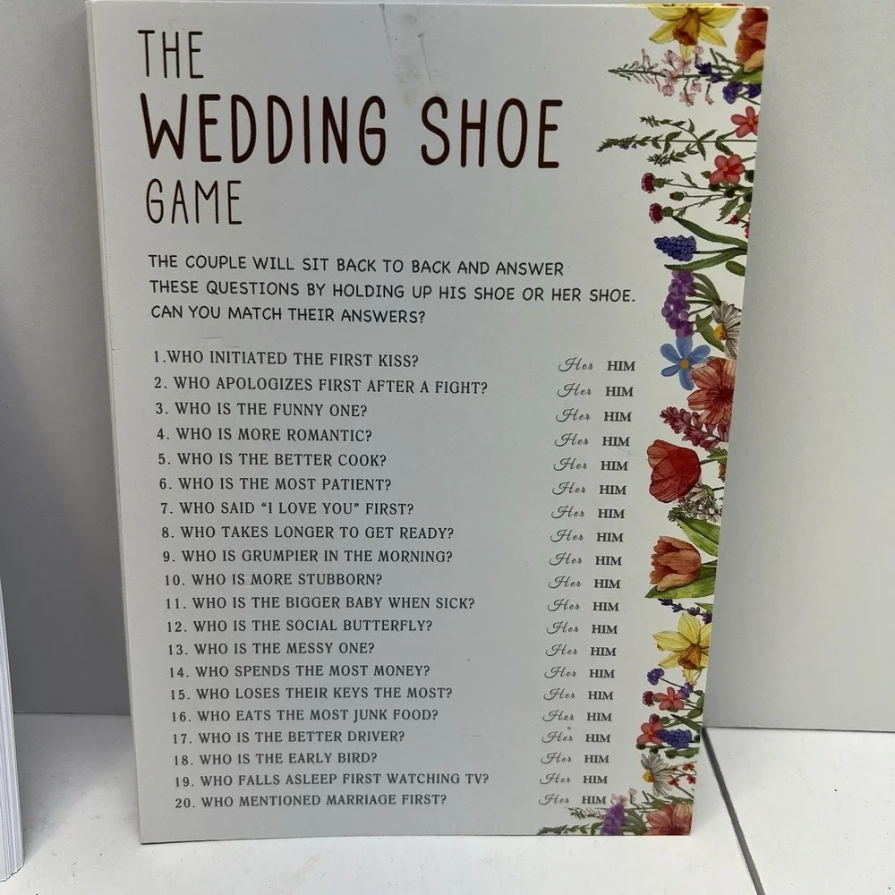 79 Pieces Wedding Advice Shower Games Wildflower Theme Flowers
